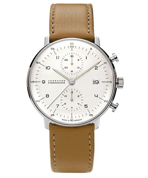 ユンハンス マックスビル 027 4502 02 サファイアクリスタル 腕時計 メンズ JUNGHANS Max Bill Chronoscope 027/4502.02 自動巻 レザーストラップ